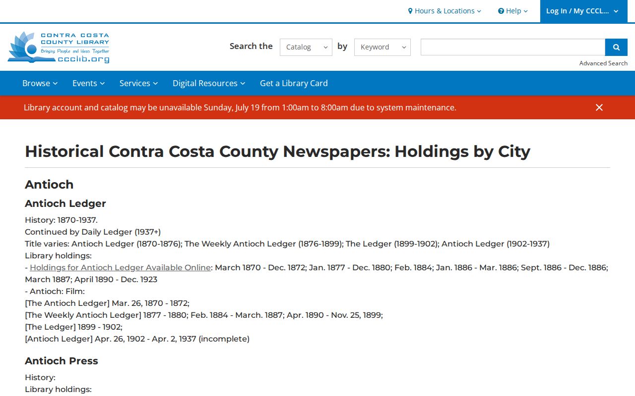 Hercules people-directory research in West County historical newspaper holdings